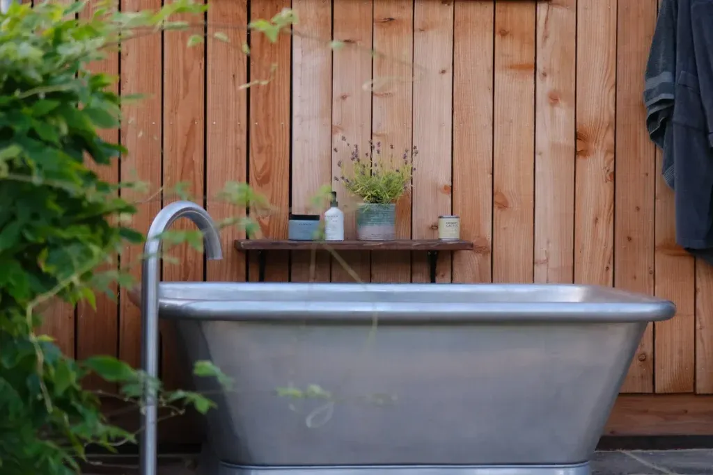An outdoor bath at The Wild Root